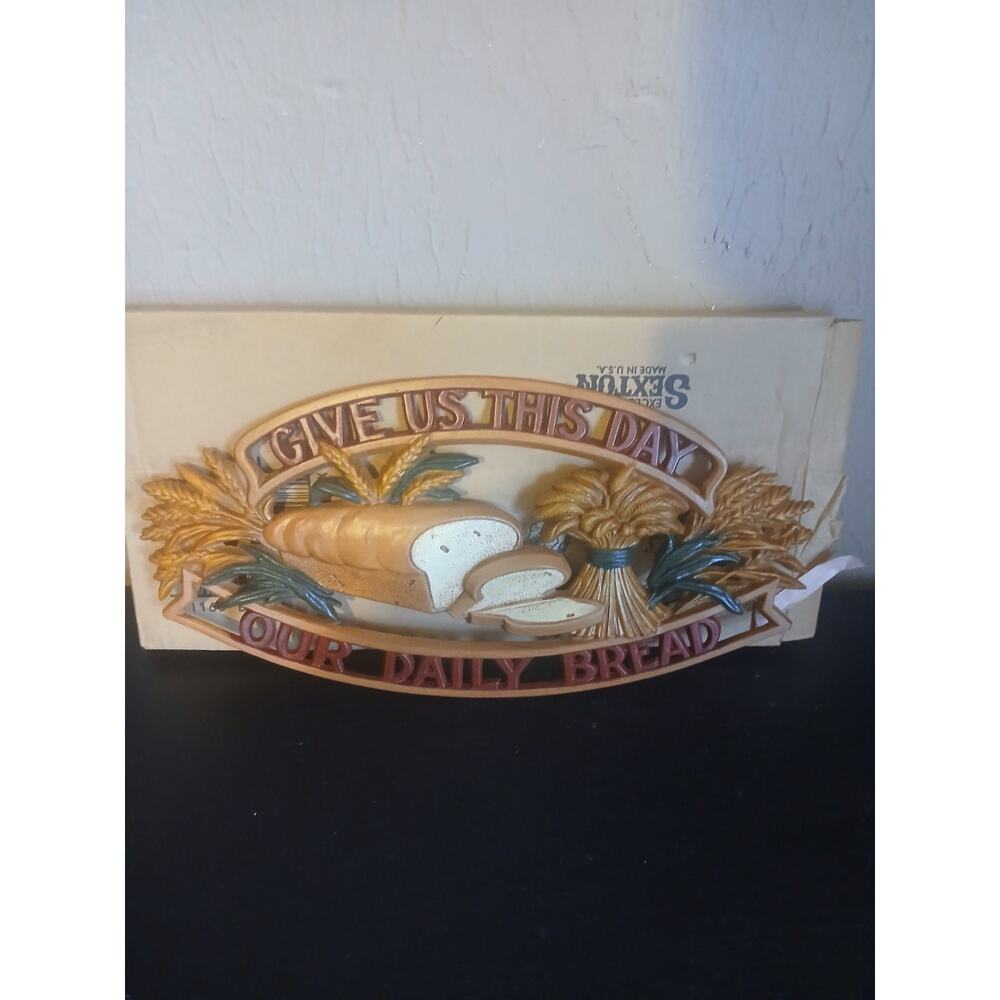 Vtg Sexton Metal Cutout Wall Hanging Give Us This Day Our Daily Bread Religious